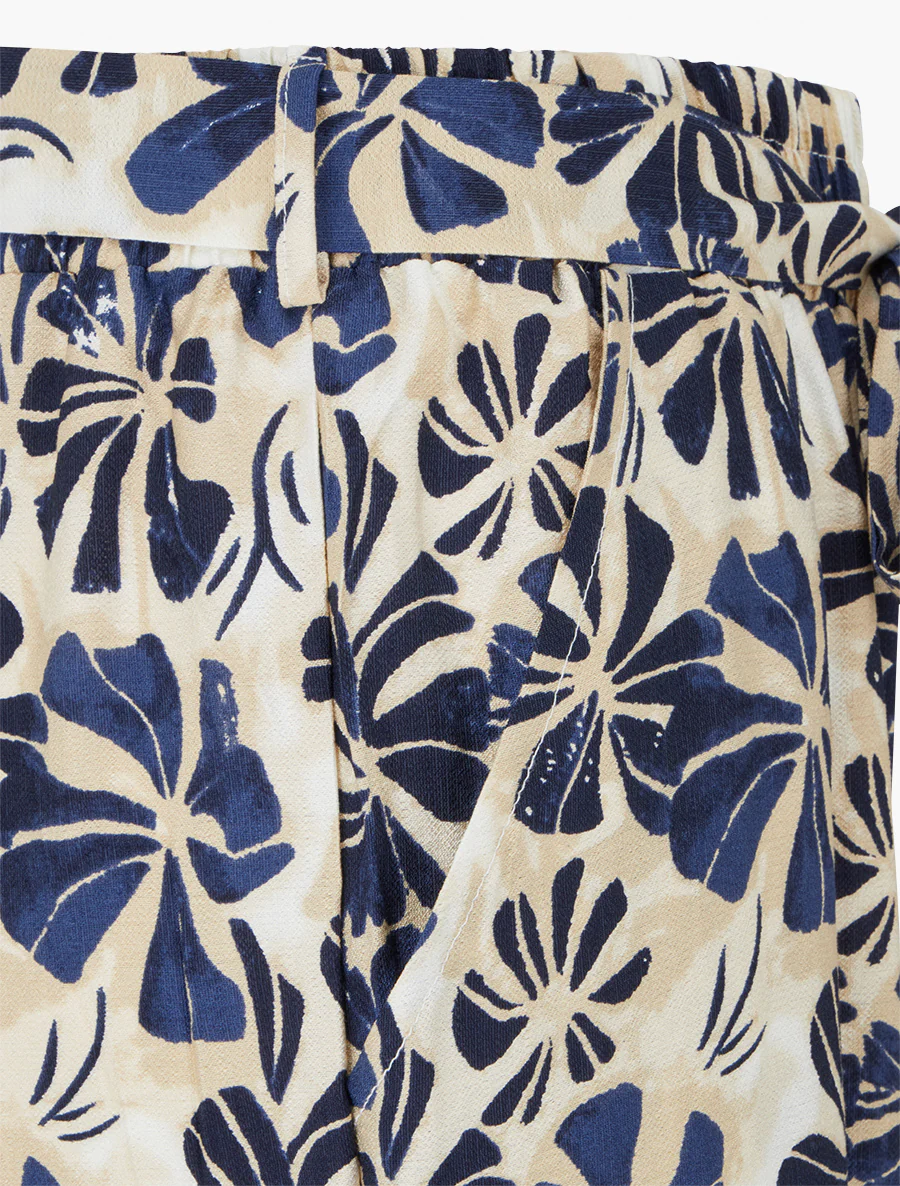 Recht gesneden elastische broek met bloemenprint - Marine - Image 3