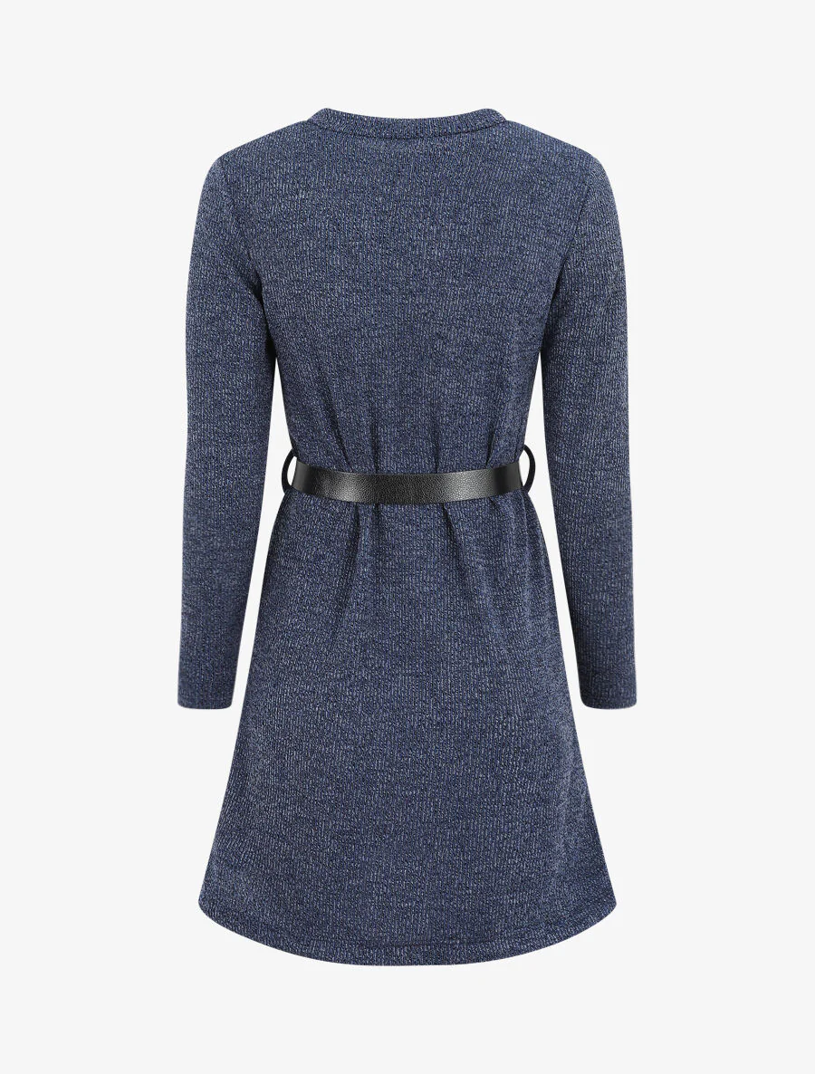 Recht getailleerde trui met lange mouwen - Donkerblauw - Image 2