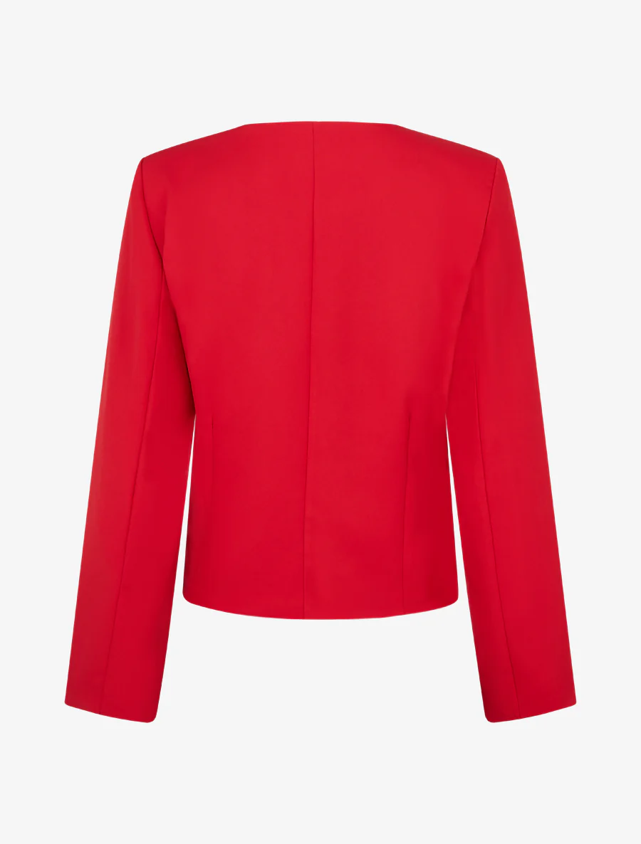 Recht jasje met ronde hals en schoudervullingen - Rood - Image 2