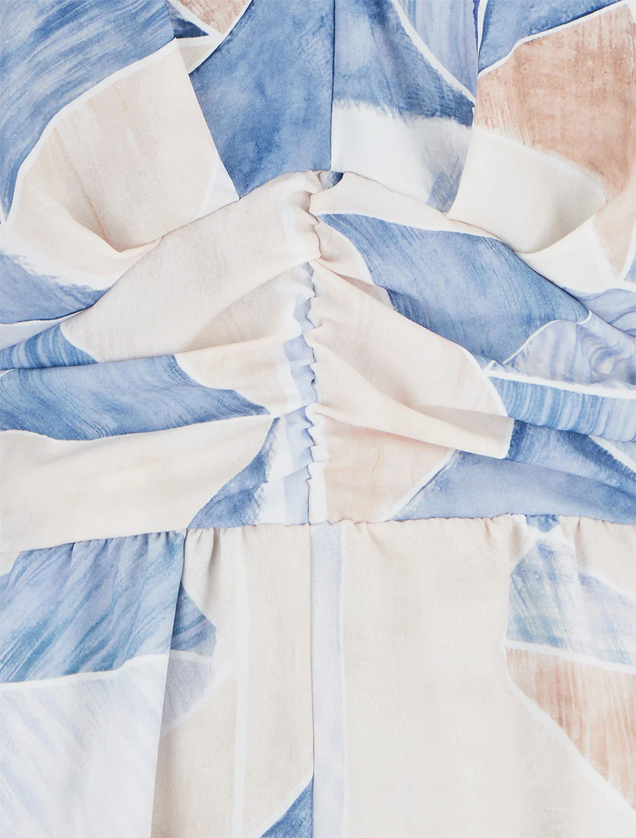 Recht jumpsuit met korte mouwen en fantasieprint - Blauw - Image 3