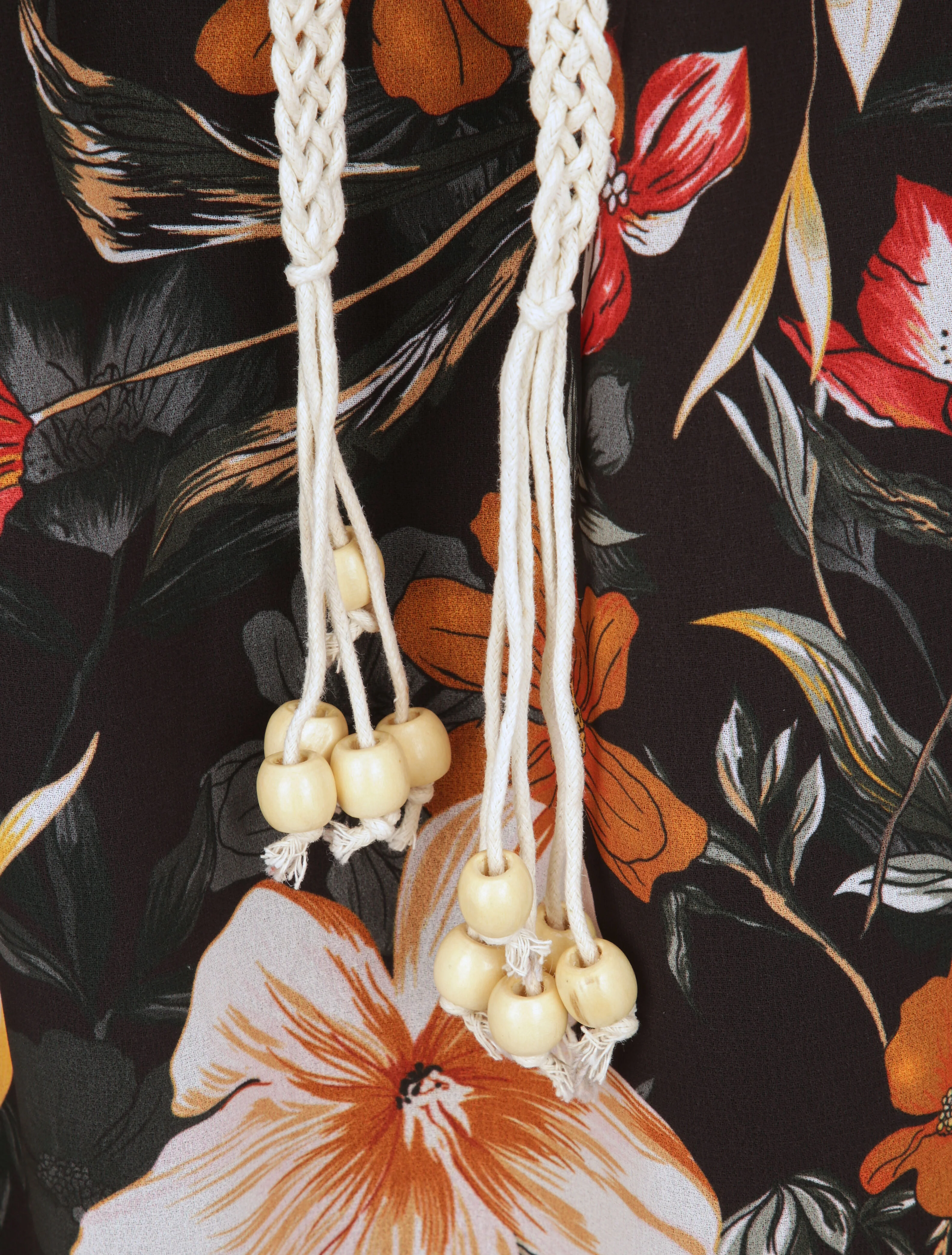 Recht jurk met grote bloemenprint - zwart - Image 3