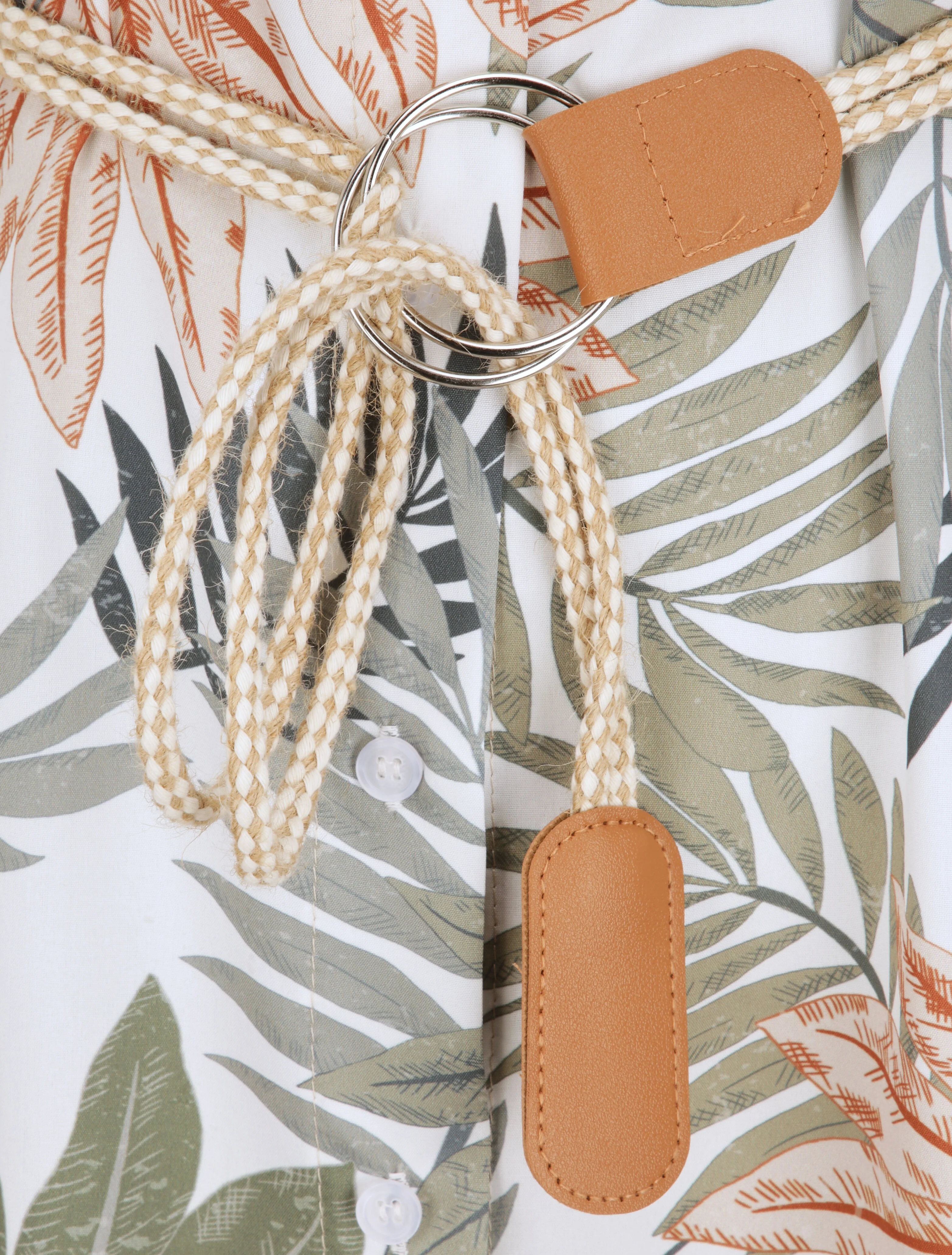 Recht shirtjurk met tropisch print - Wit - Image 3