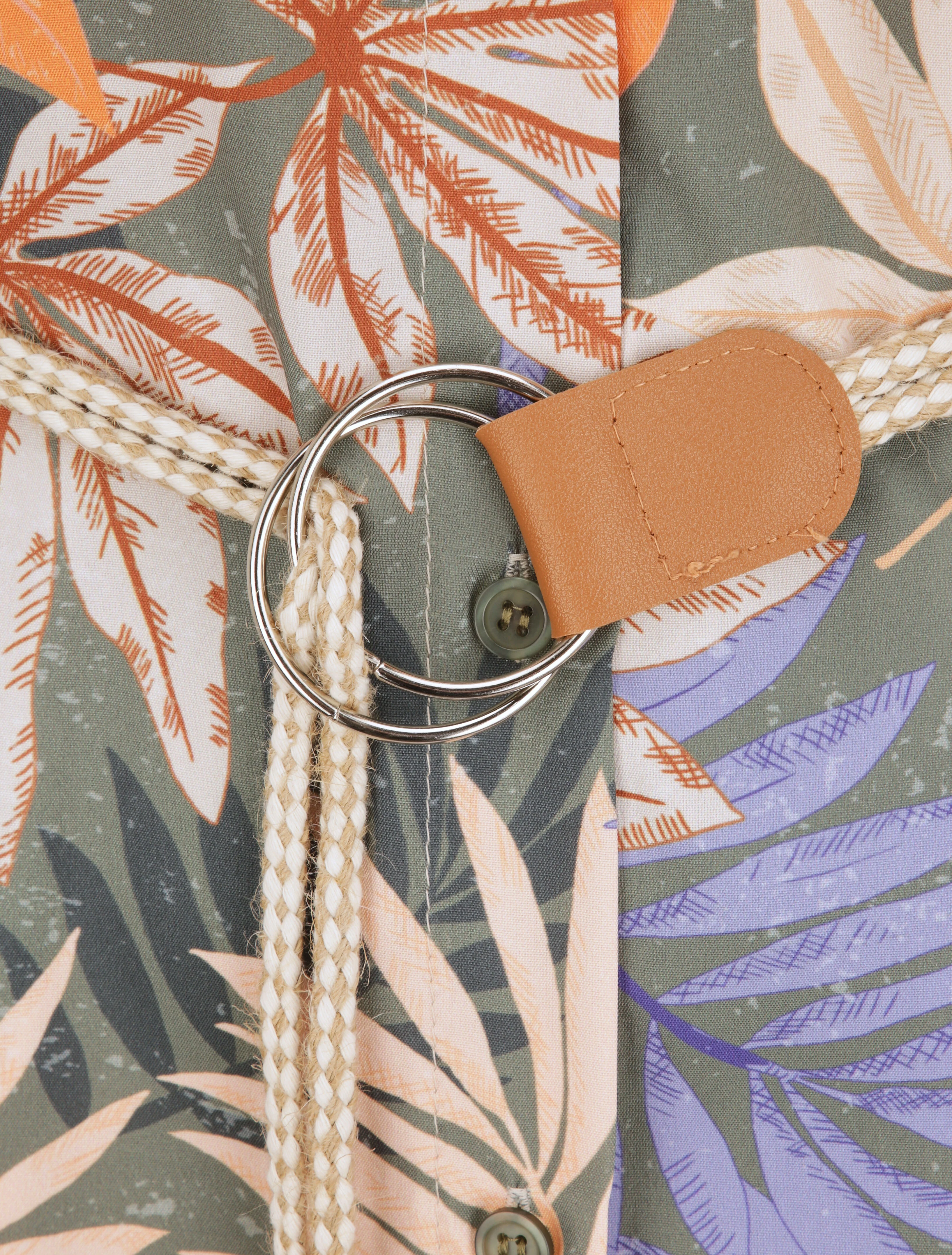 Recht shirtjurk met tropisch print - Olijfgroen - Image 3