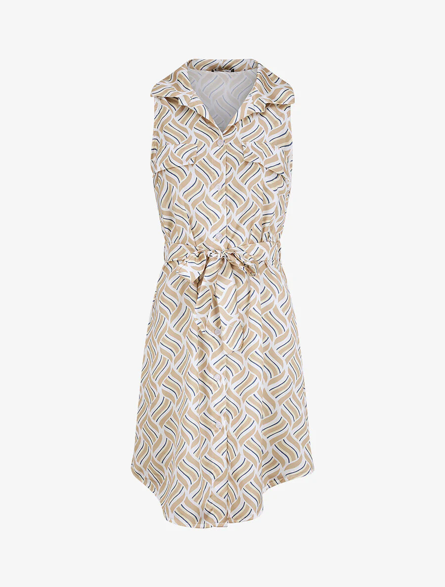 Recht shirtjurk zonder mouwen met grafisch print - beige