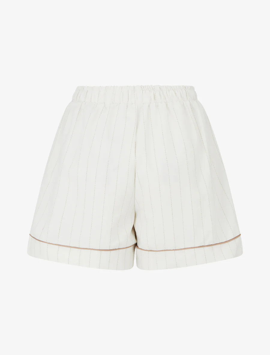 Recht short met fijne strepen - Beige - Image 2