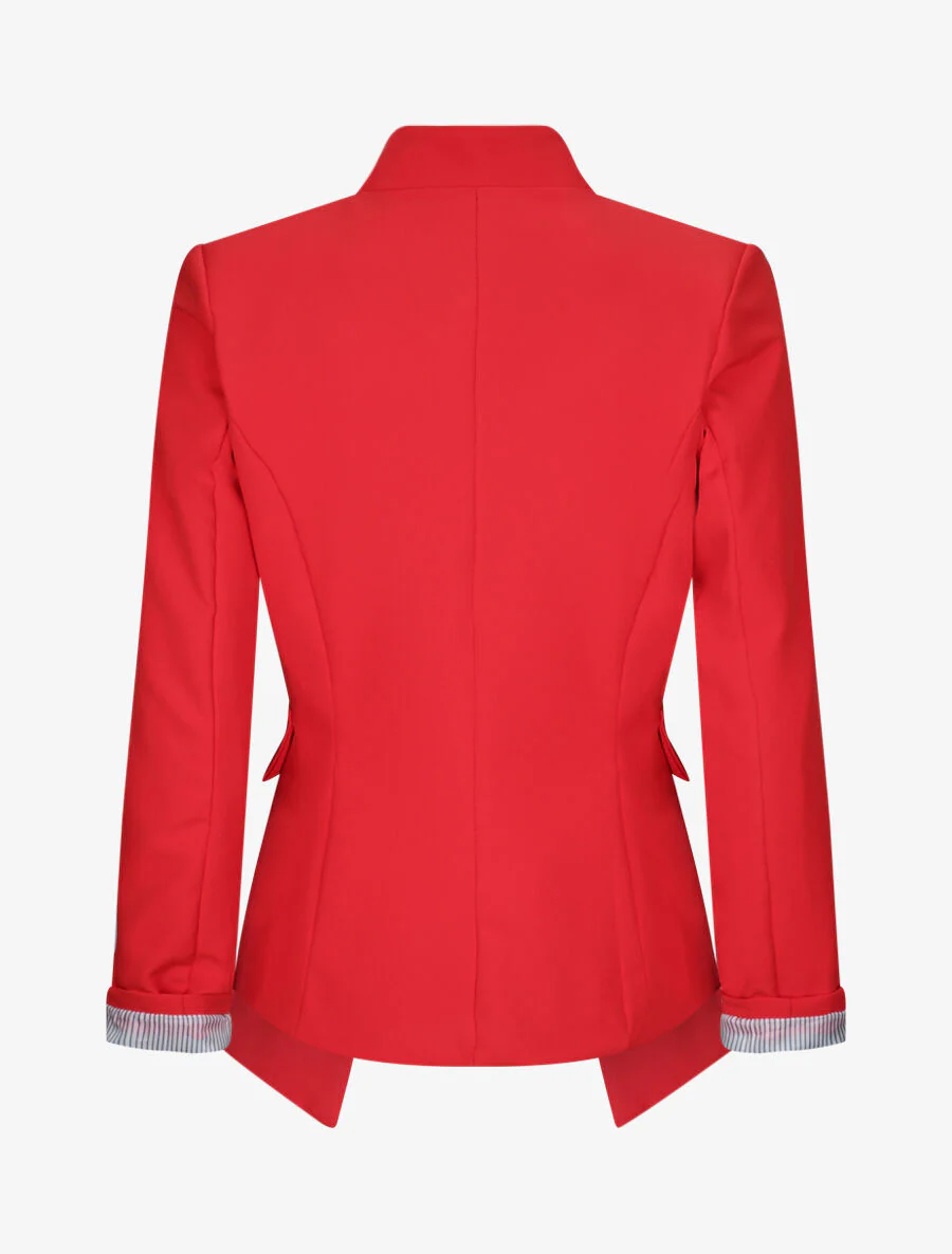 Effen rechte blazer met gekartelde kraag - Rood - Image 2
