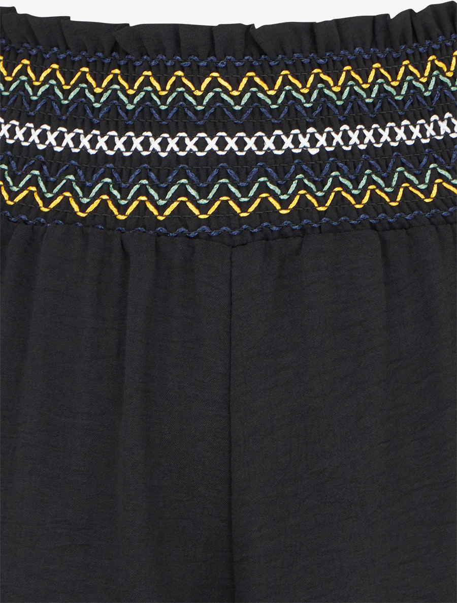 Rechte broek met elastische hoge taille - Zwart - Image 3