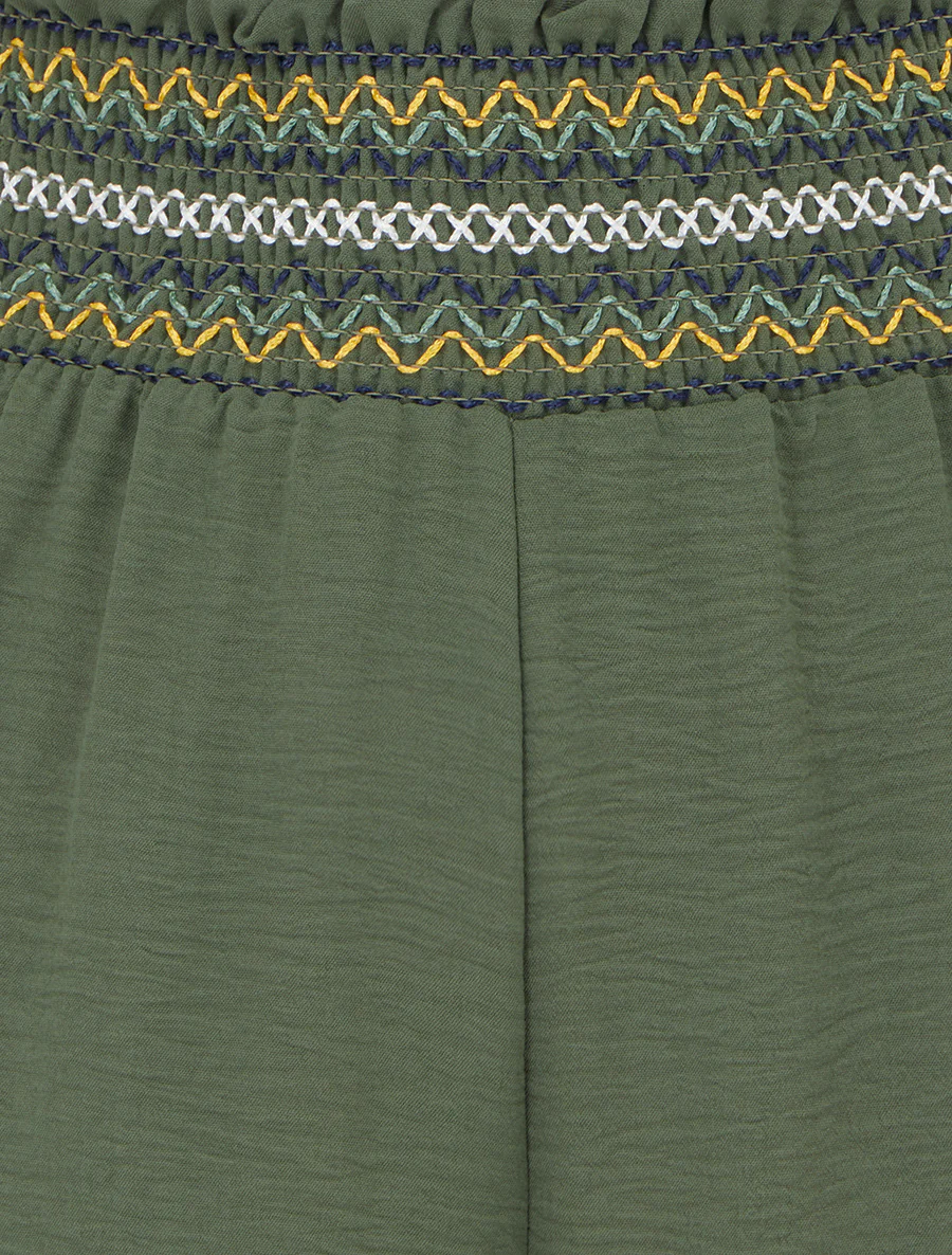 Rechte broek met elastische hoge taille - Kaki - Image 3