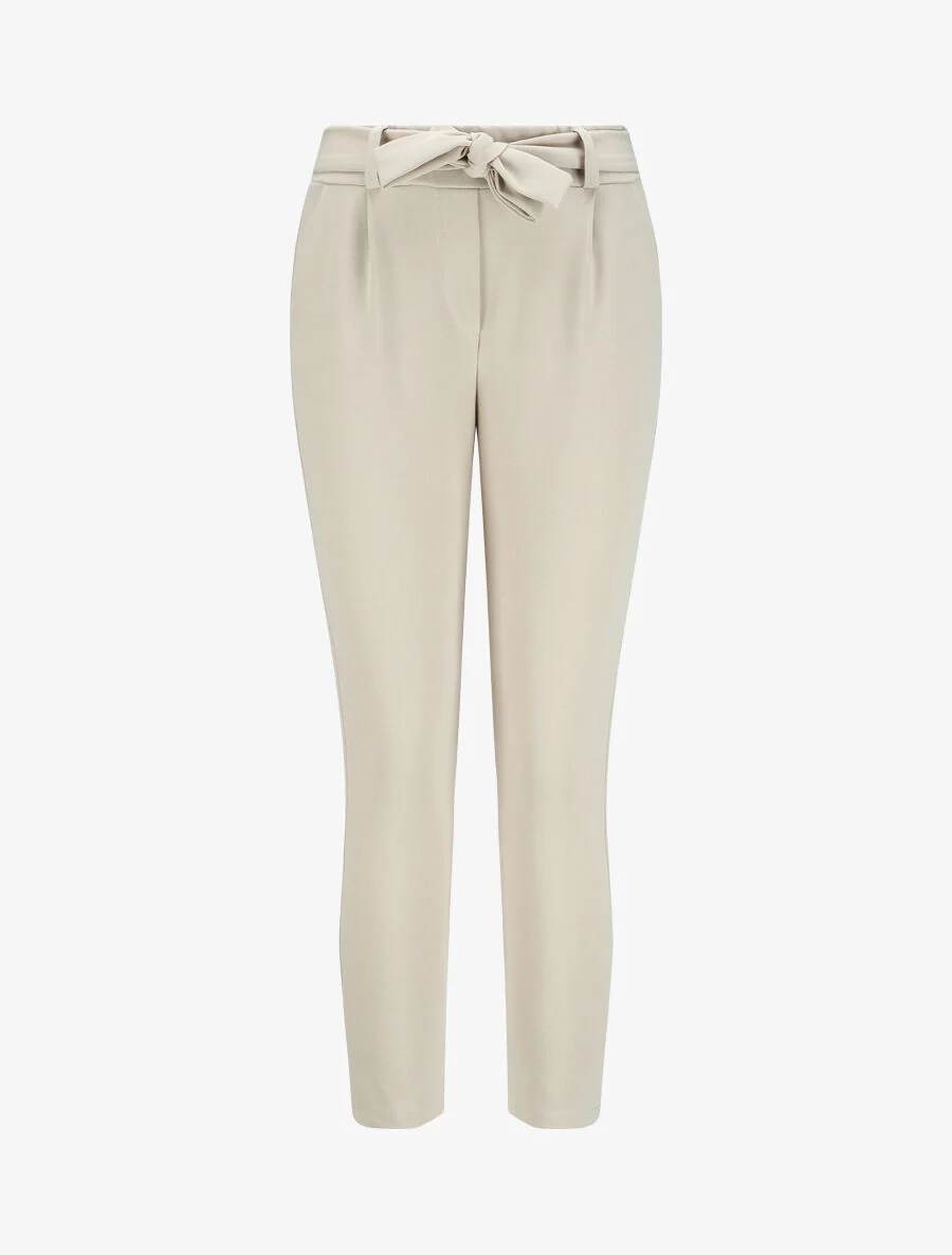 Rechte broek met elastische taille - beige