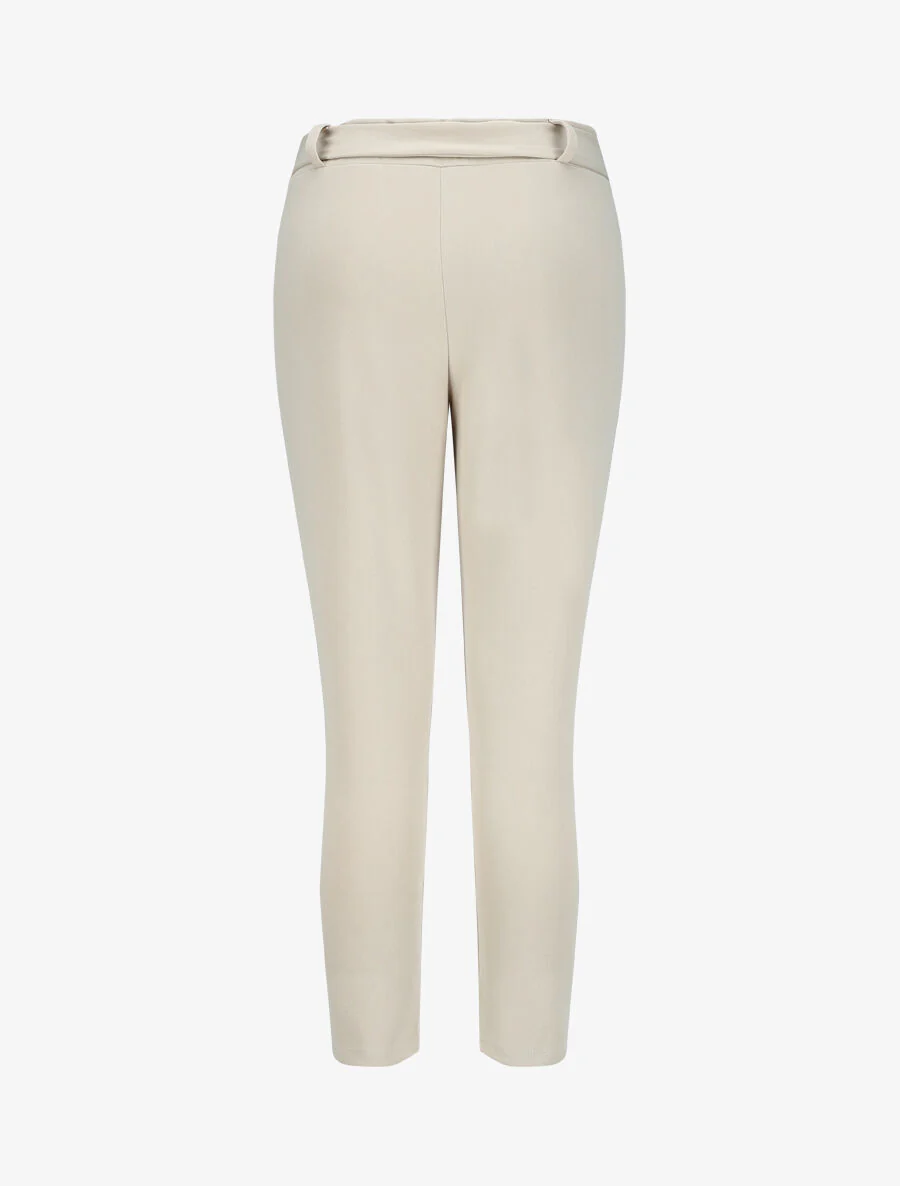 Rechte broek met elastische taille - beige - Image 2