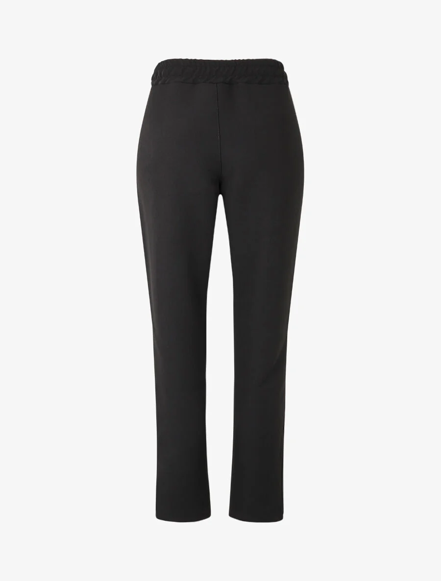 Rechte broek met elastische taille en metalen detail - Zwart - Image 2