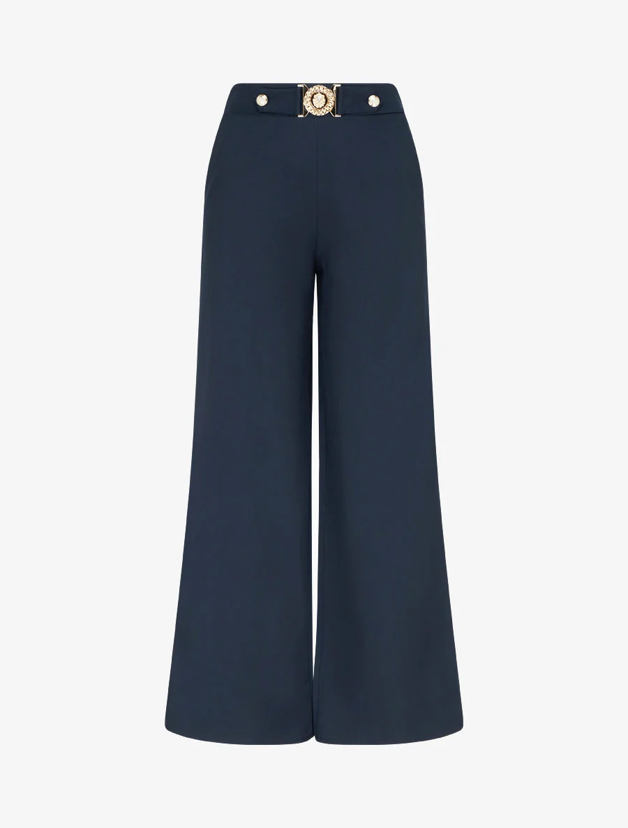 Rechte broek met fantasieriem - Marine