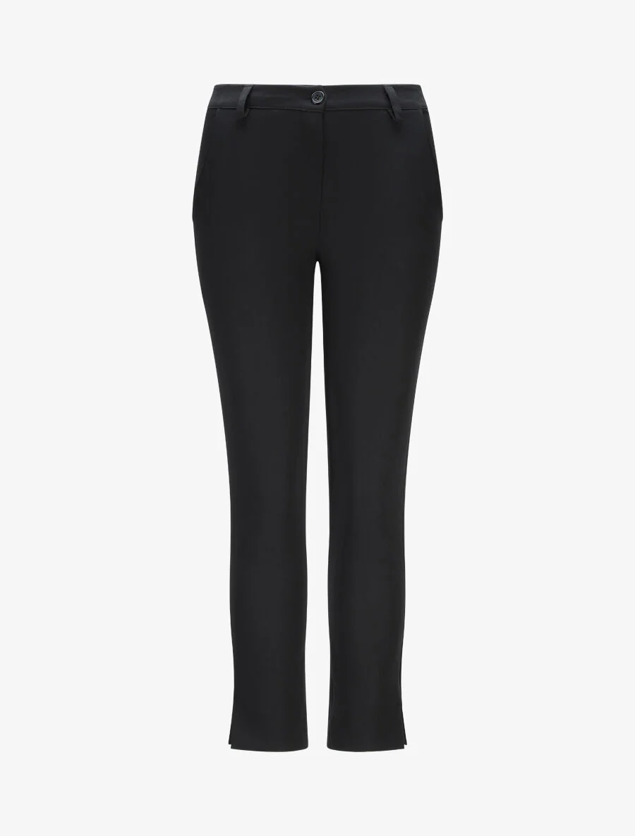 Rechte broek met gesplitste randen - zwart