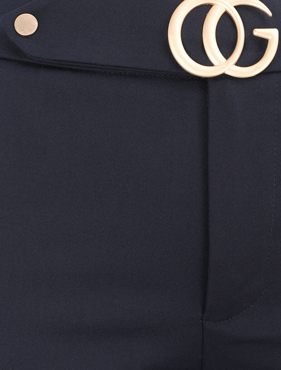 Rechte broek met gestileerde gesp - Marineblauw - Image 3