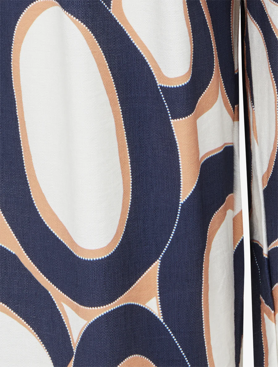 Rechte broek met hoge taille en grafische print - Marine - Image 3