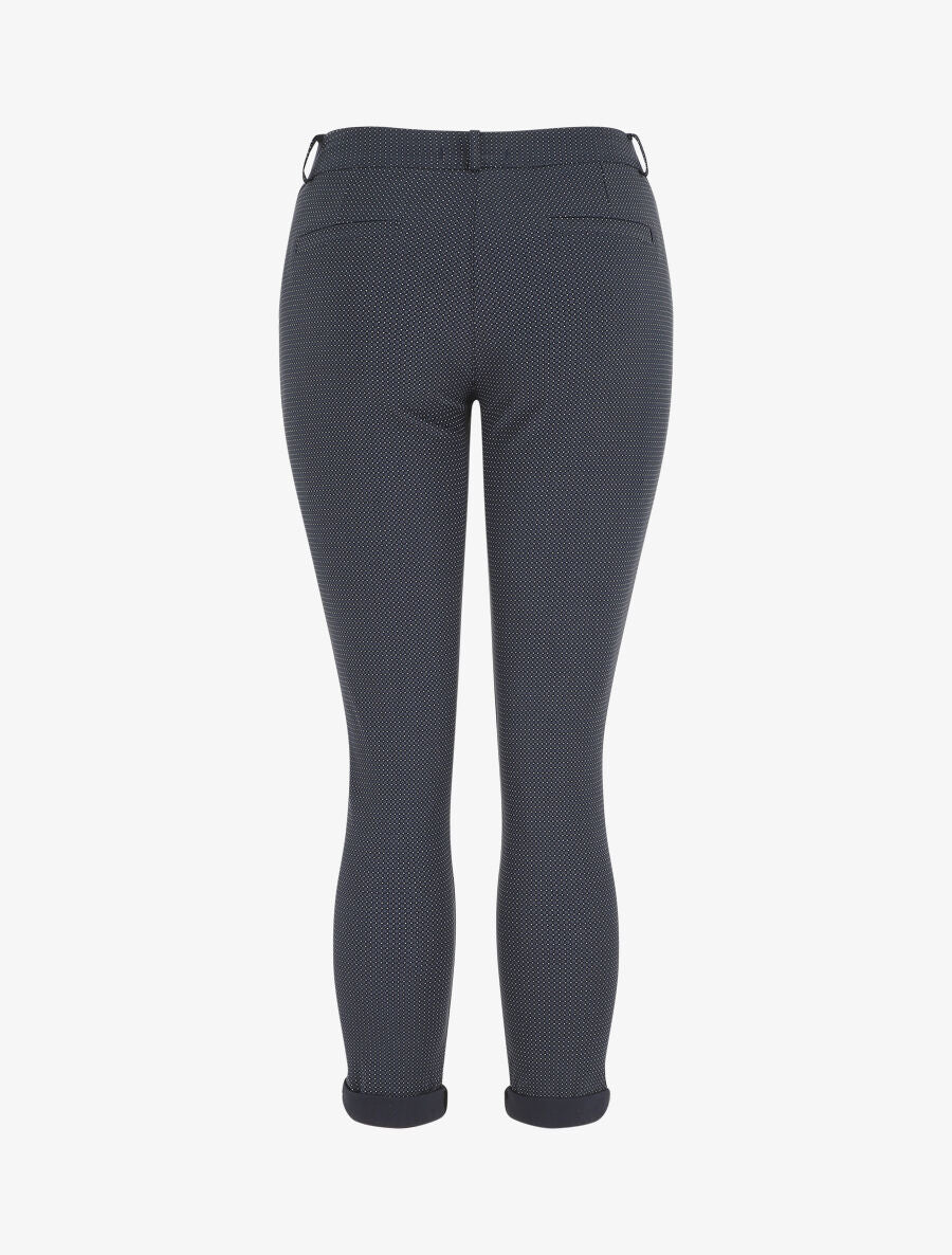 Rechte broek met hoge taille en kleine stippenprint - Donkerblauw - Image 2