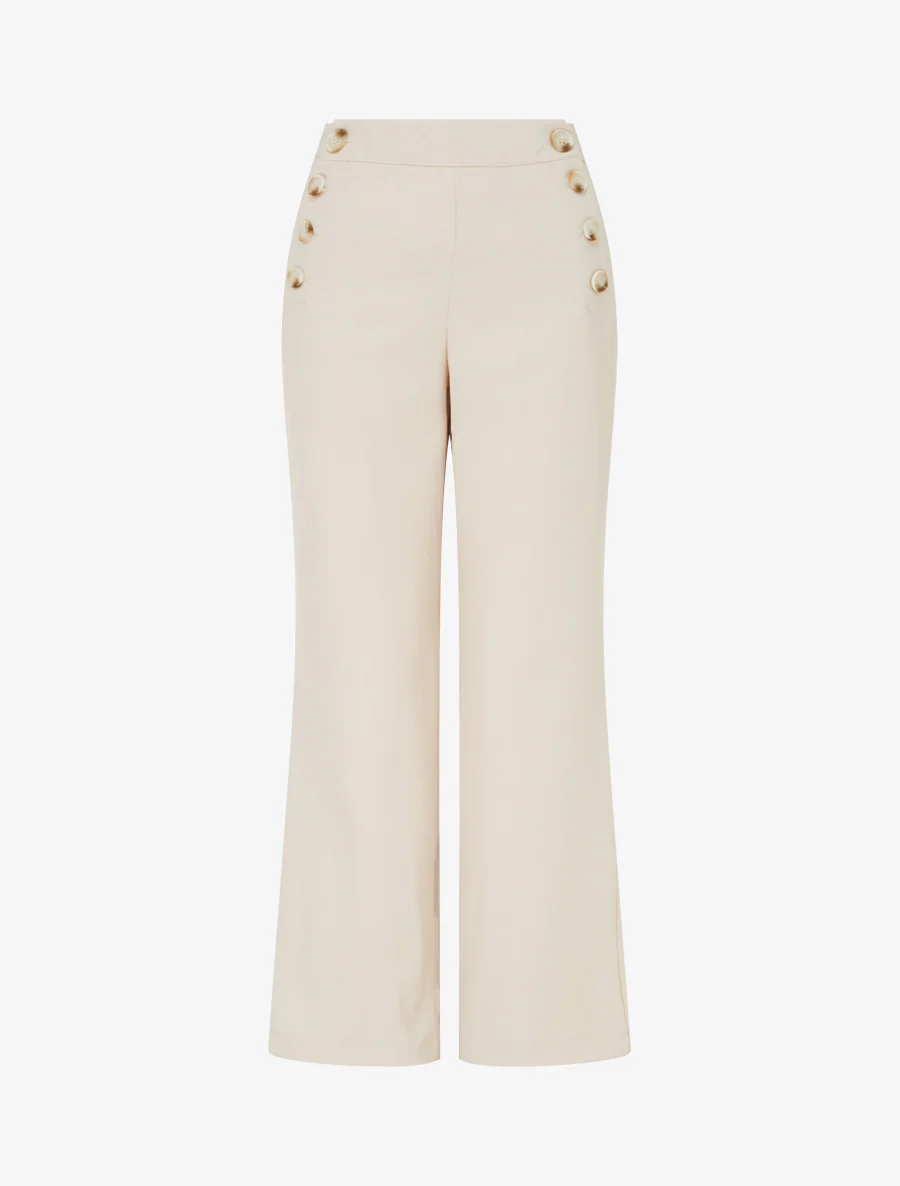 Rechte broek met knoopsluiting aan de zijkanten - Beige