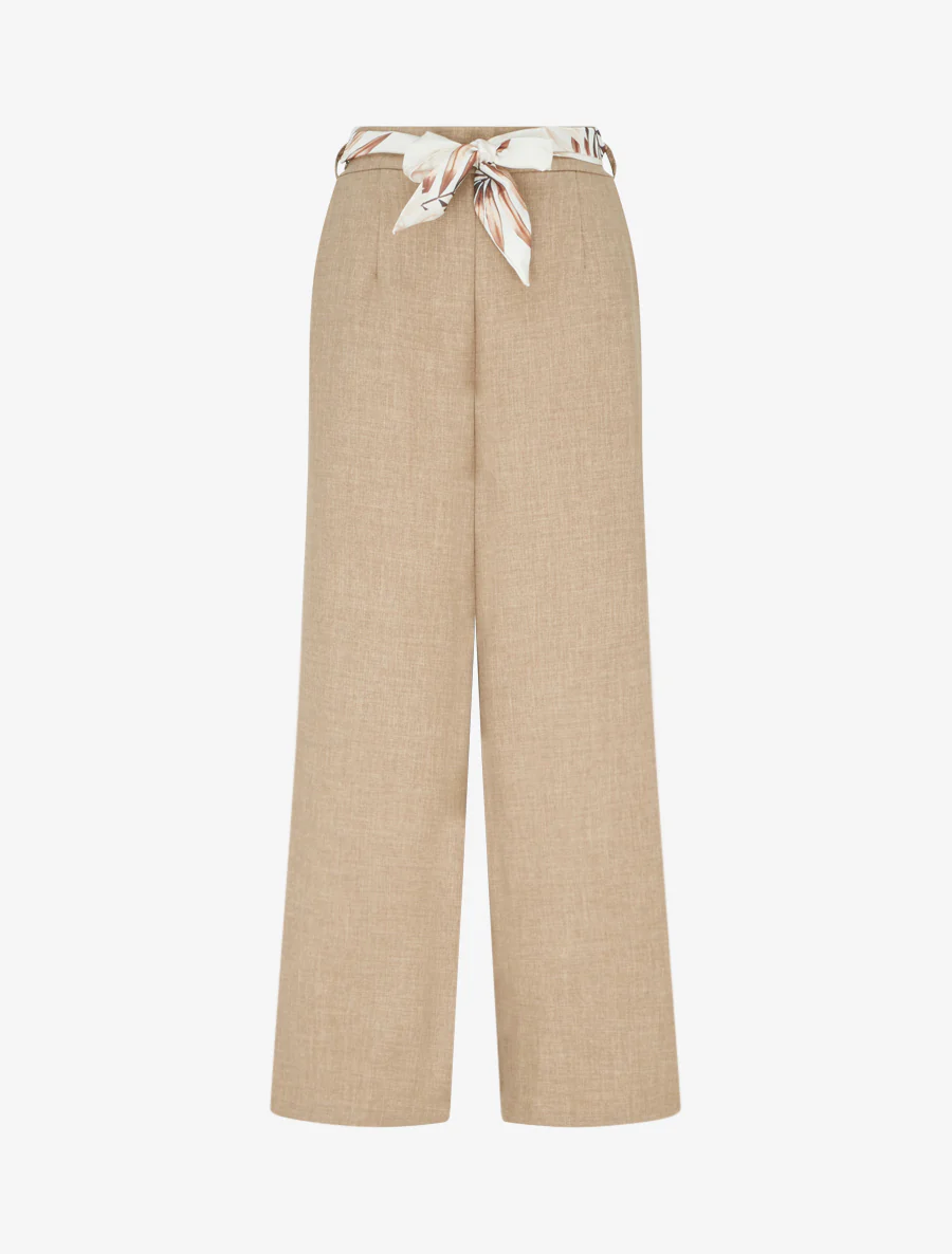 Rechte broek met linnen effect en ceintuur - Mol