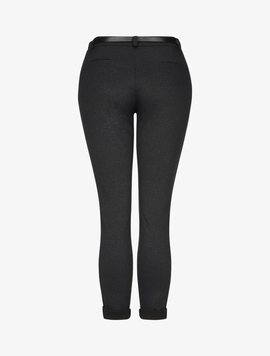 Rechte broek met oprolbare randen - Zwart - Image 2