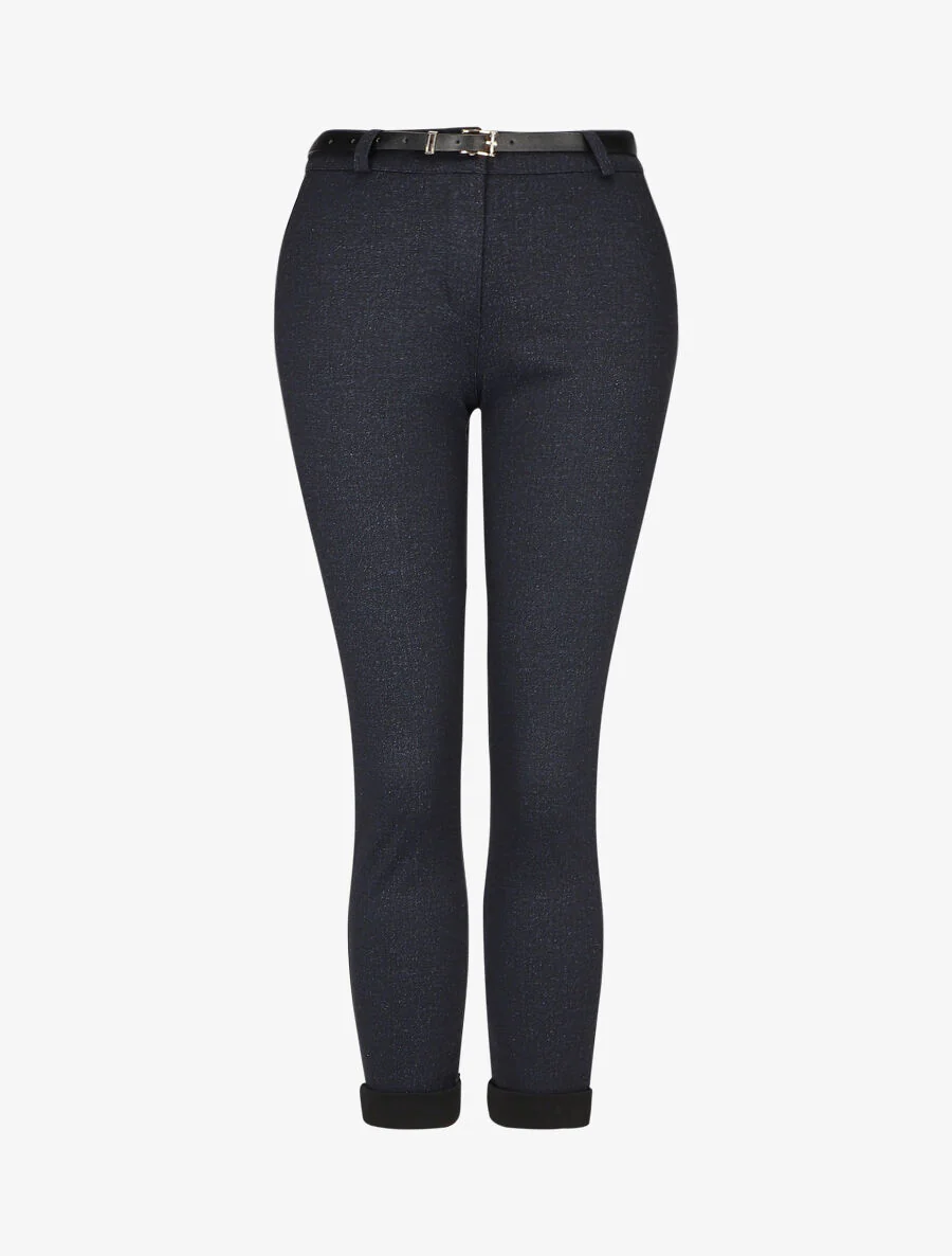 Rechte broek met oprolbare randen - Marineblauw