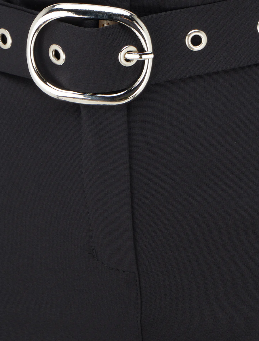 Rechte broek met riem - Zwart - Image 3