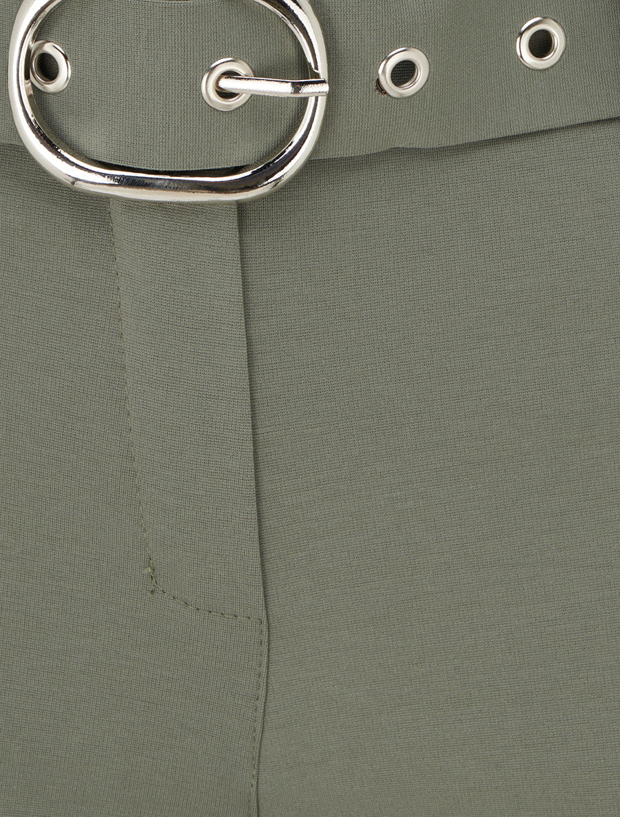 Rechte broek met riem - Kaki - Image 3