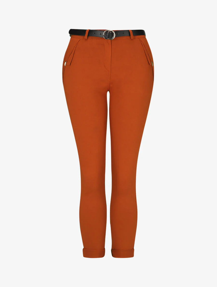 Rechte broek met sierlijke zakken - oranje