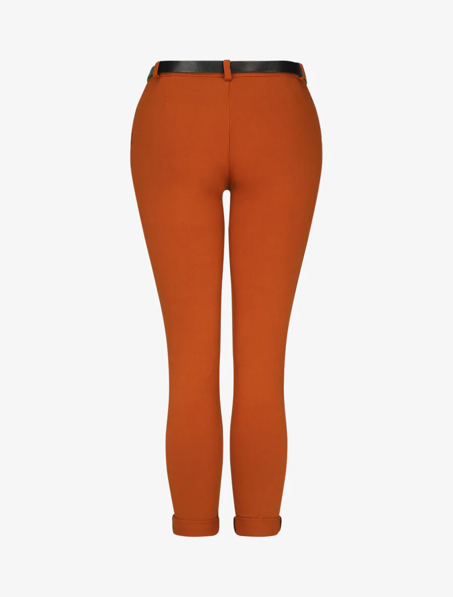Rechte broek met sierlijke zakken - oranje - Image 2