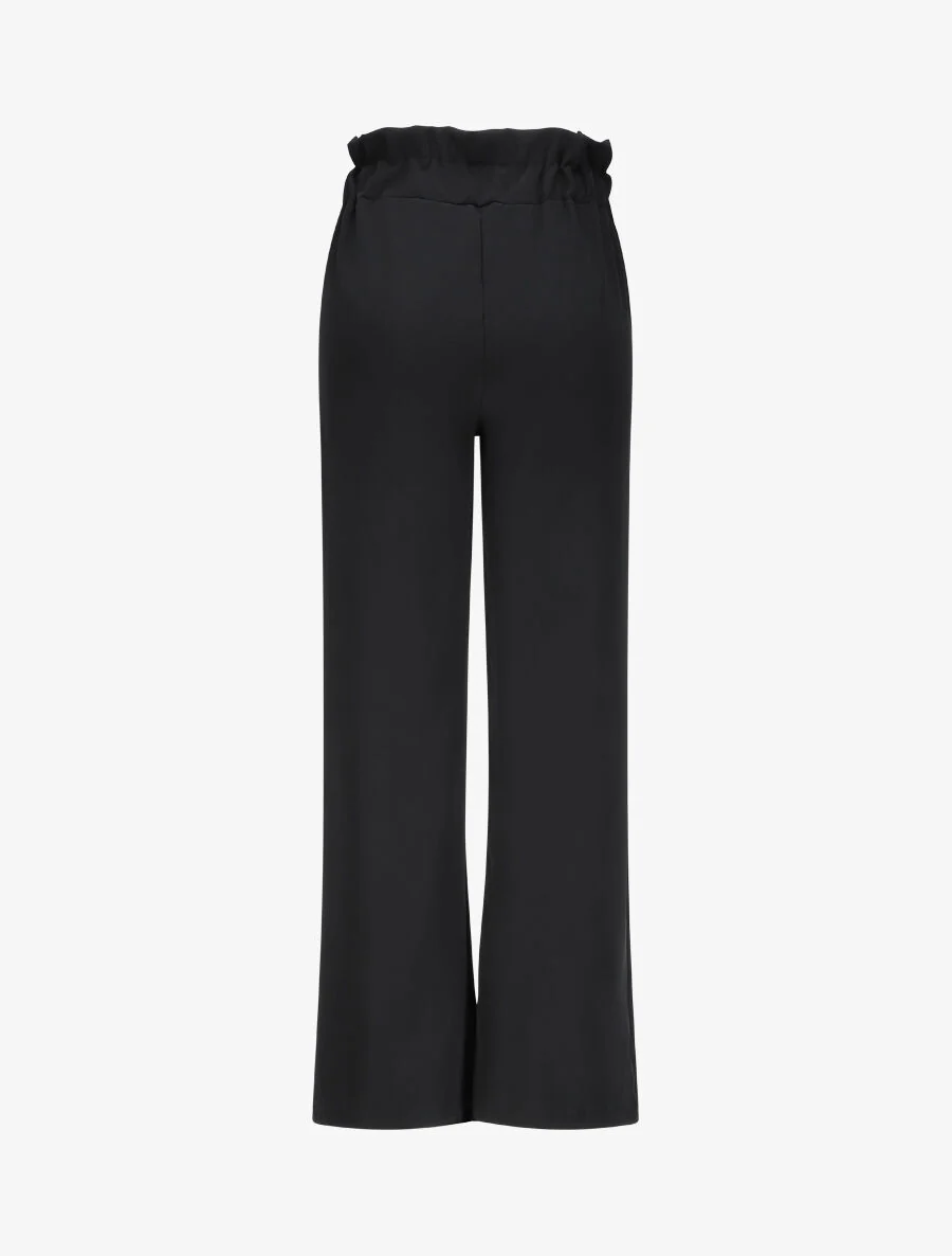 Rechte broek met knopen en gestileerde taille - Zwart - Image 2