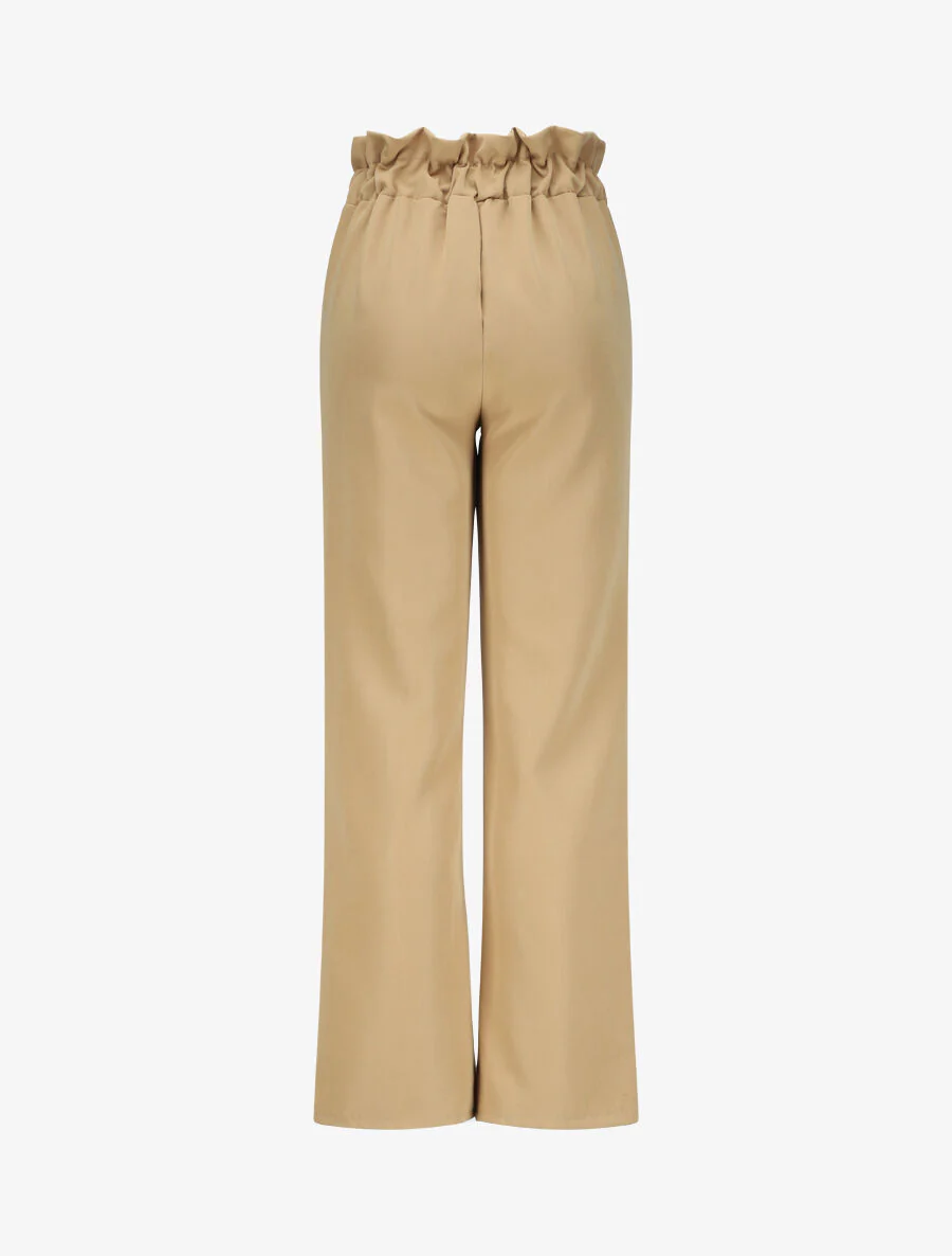Rechte broek met knopen en gestileerde taille - Camel - Image 2