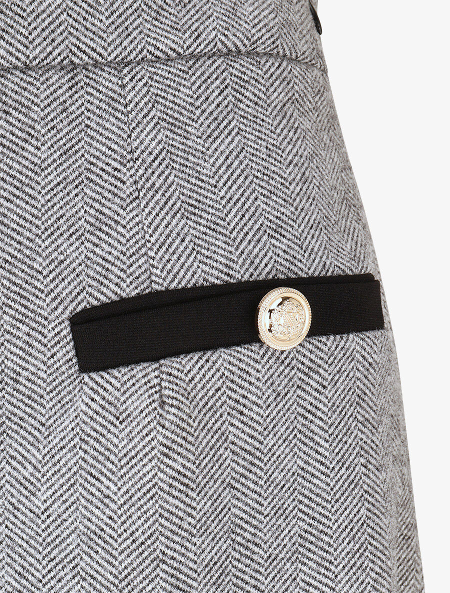 Rechte broek met visgraatprint - zwart - Image 3