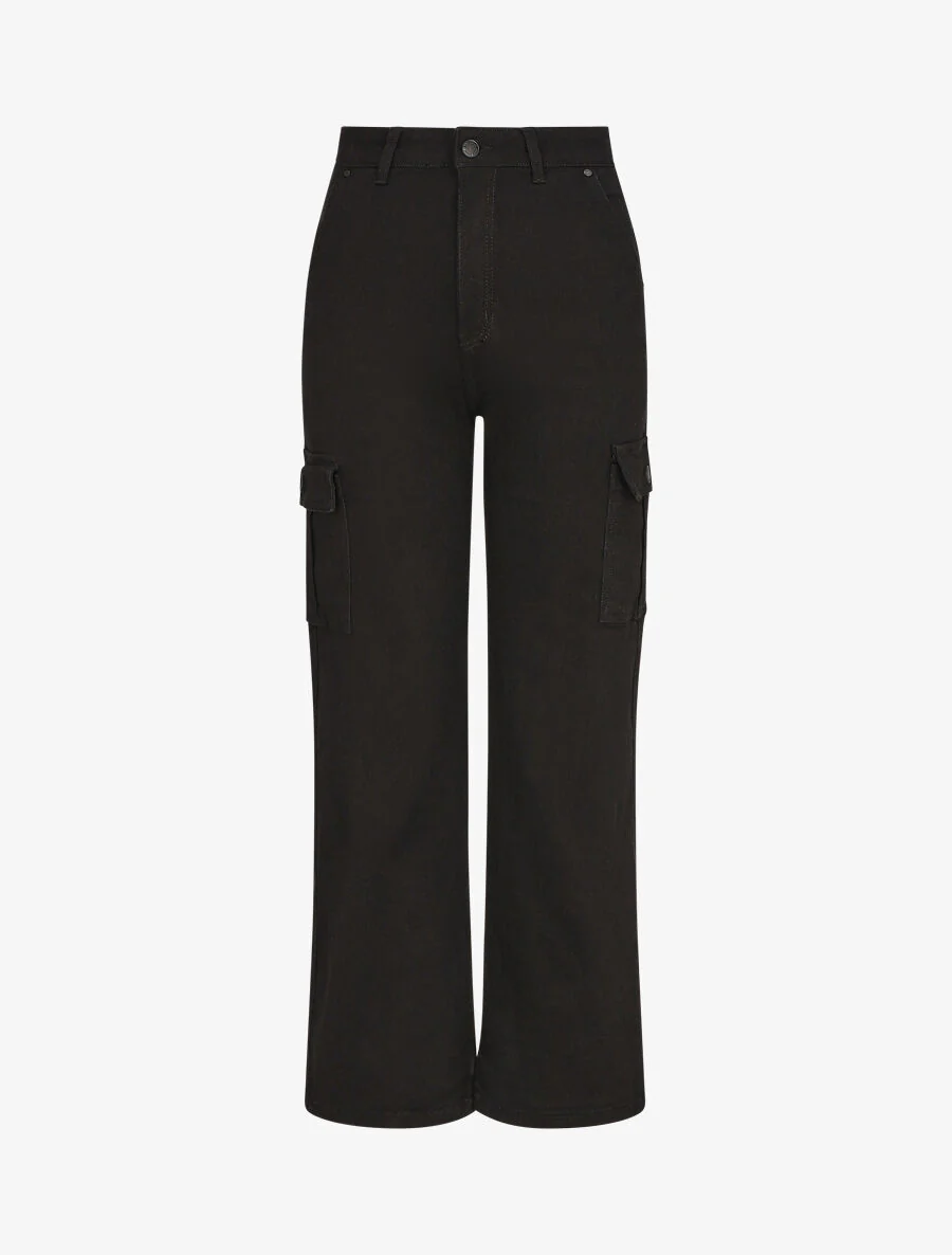Rechte cargo jeans - zwart