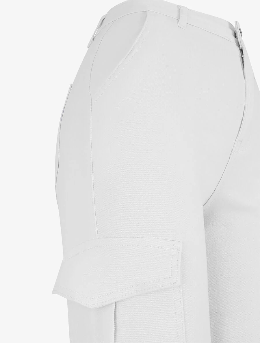 Rechte cargo jeans met hoge taille - Wit - Image 3
