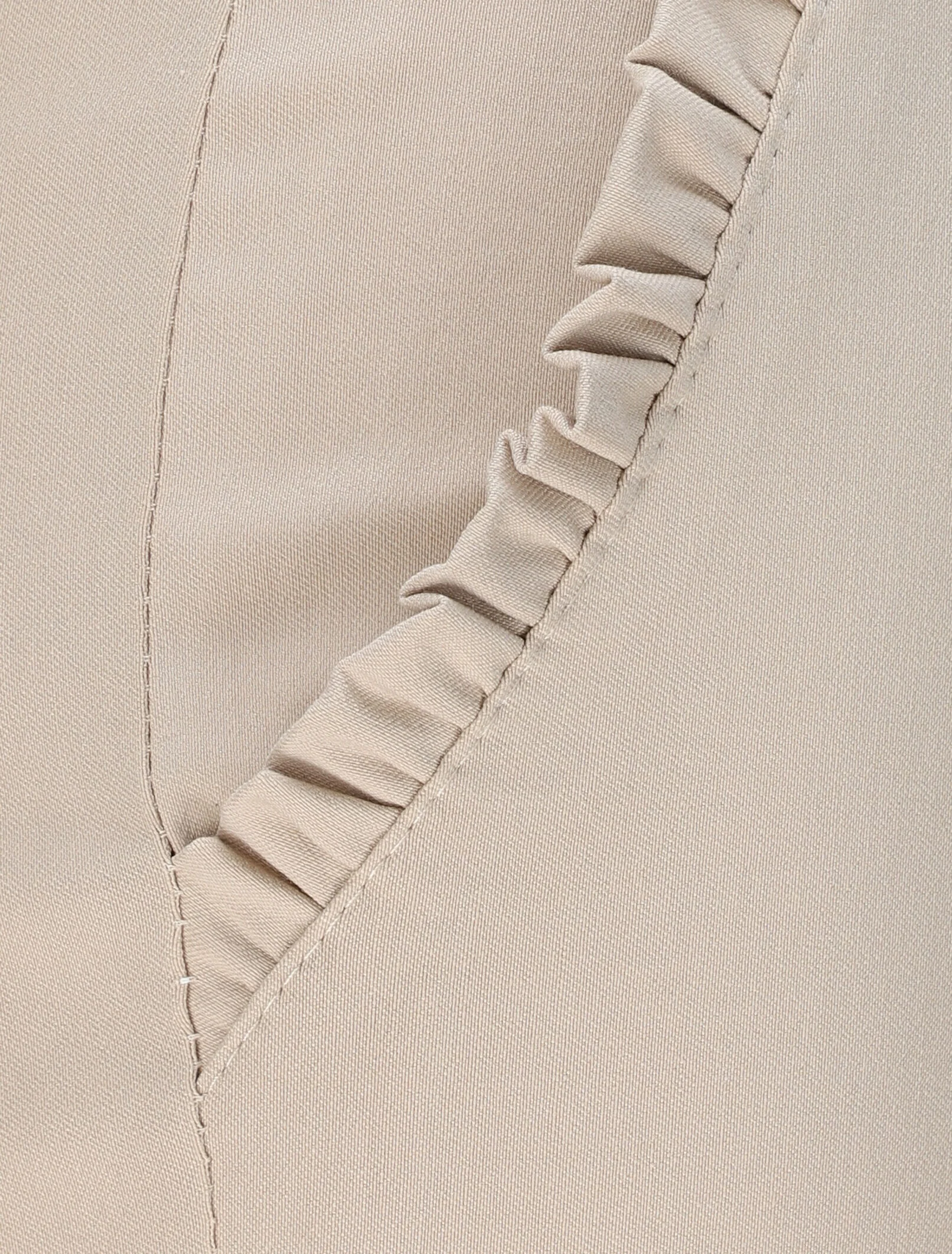 Rechte chino broek met ruches zakken - Beige - Image 3