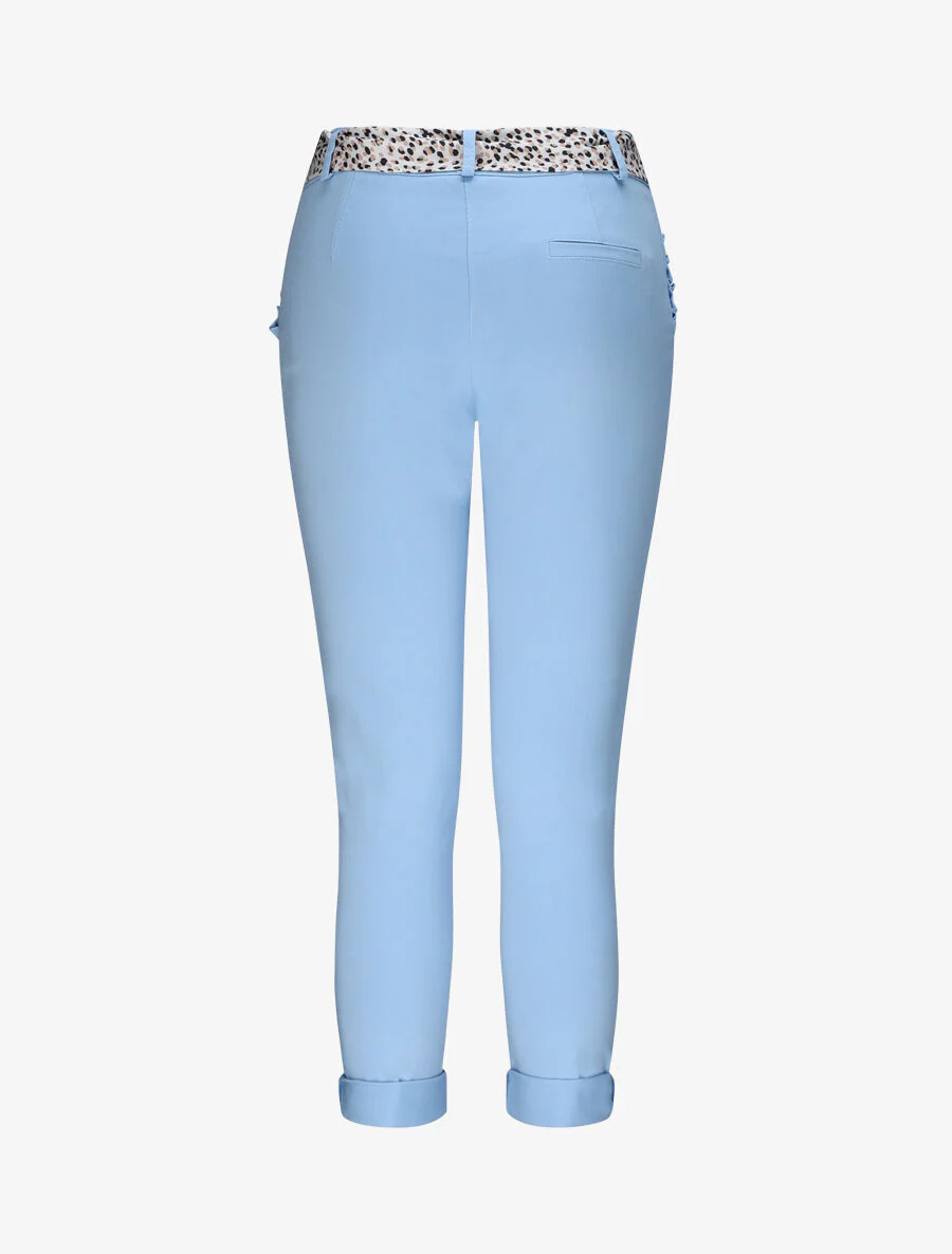 Rechte chino broek met ruches zakken - Lichtblauw - Image 2