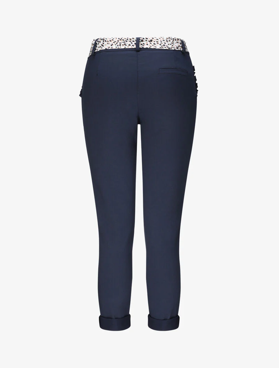 Rechte chino broek met ruches zakken - Marineblauw - Image 2