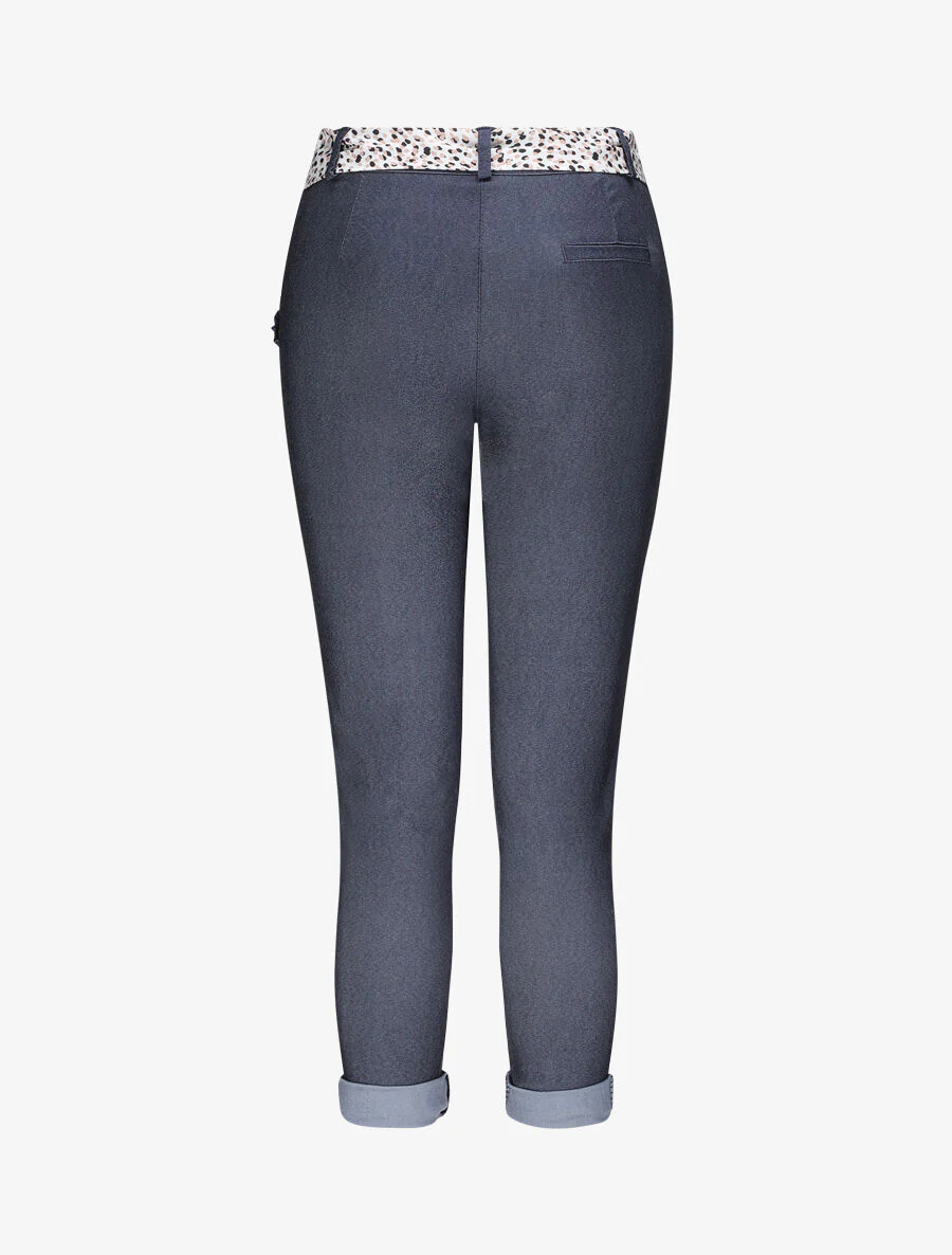 Rechte chino broek met ruches zakken - Blauw denim - Image 2