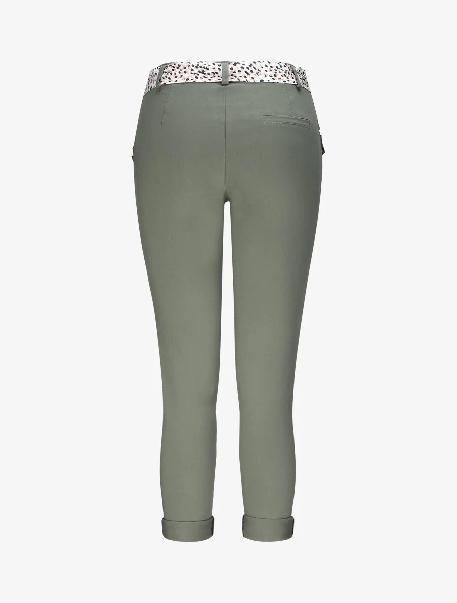 Rechte chino broek met ruches zakken - Kakigroen - Image 2