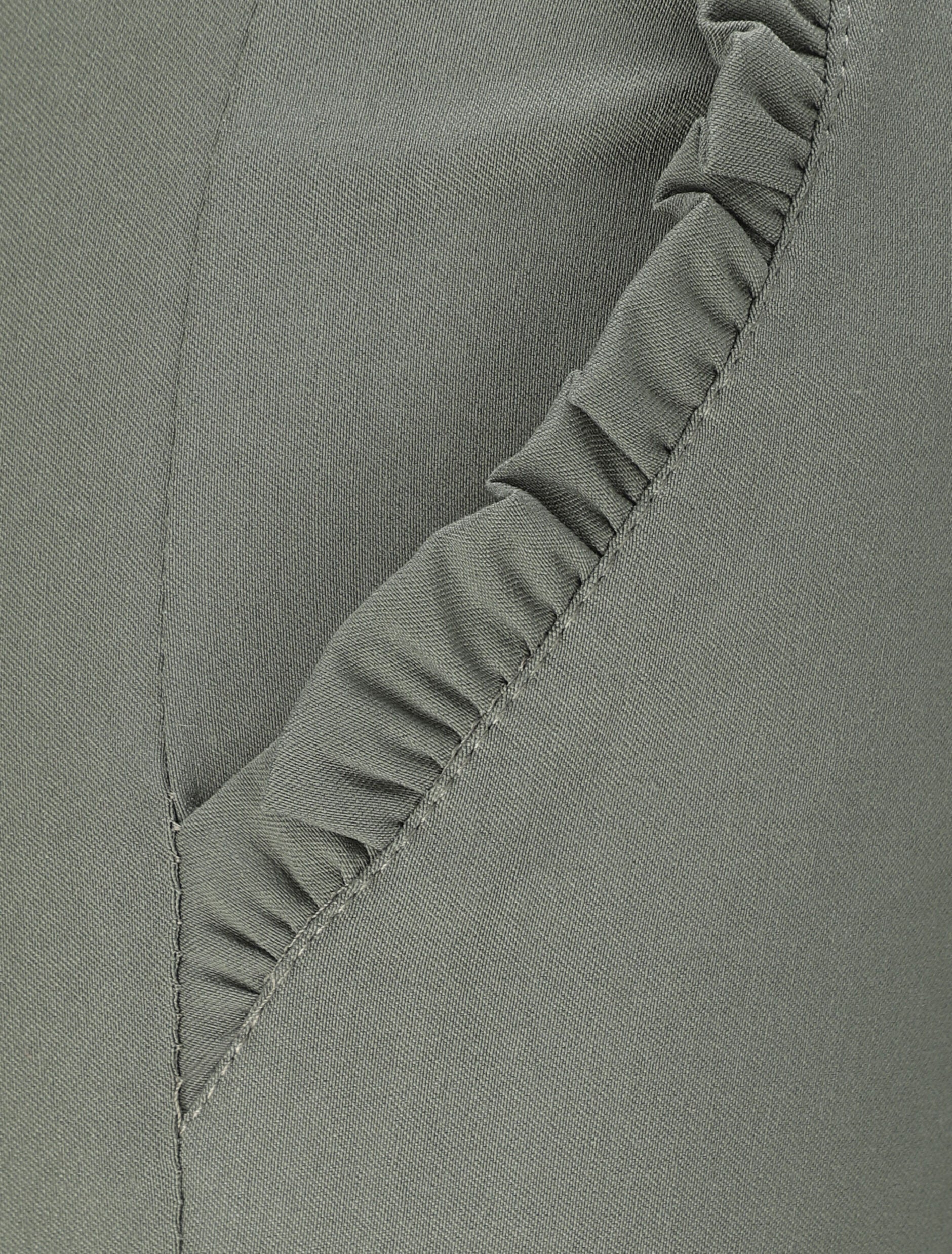 Rechte chino broek met ruches zakken - Kakigroen - Image 3