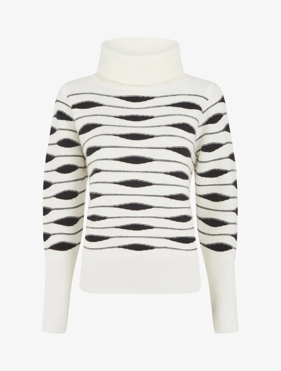 Rechte coltrui in grafische jacquard - wit