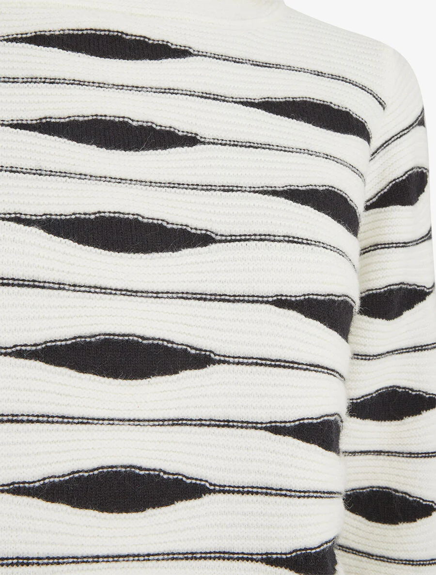 Rechte coltrui in grafische jacquard - wit - Image 3