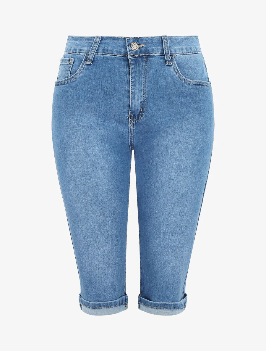 Rechte denim bermuda shorts - Blauw