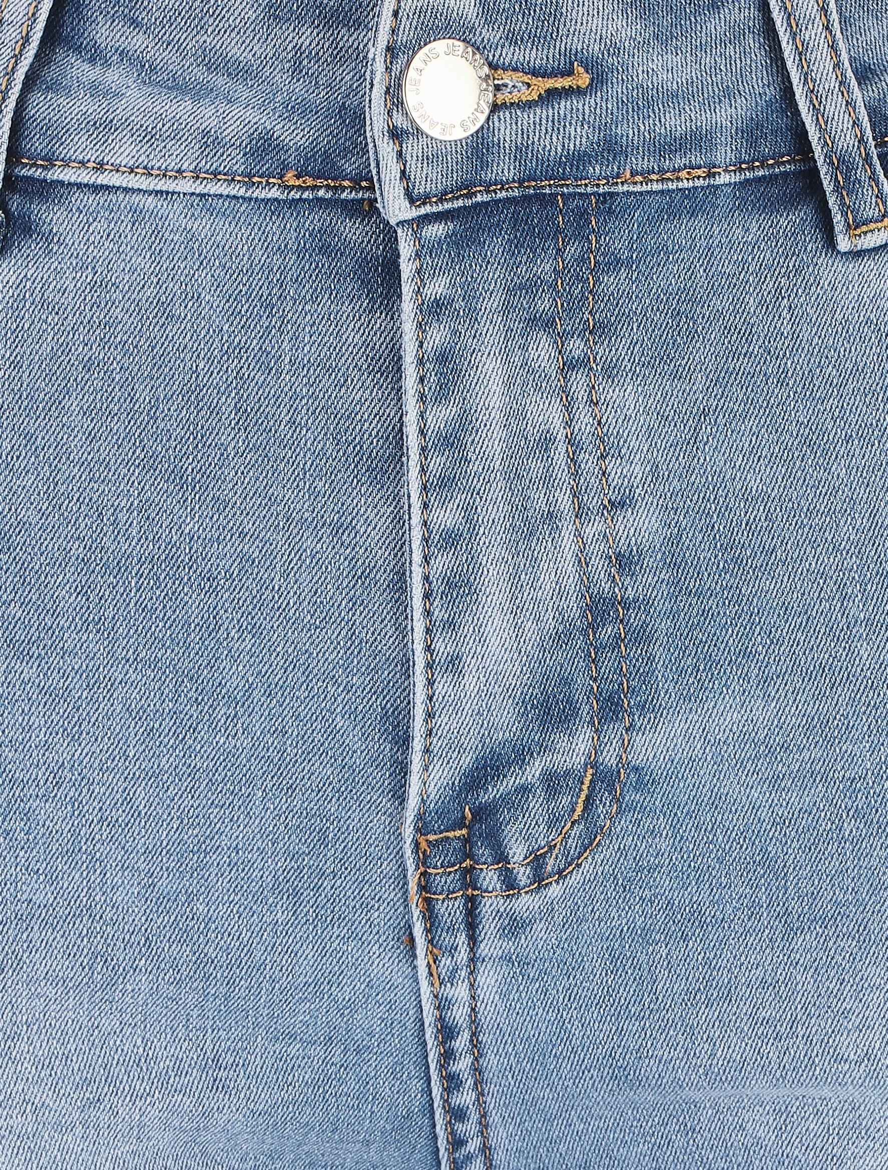 Rechte denim bermuda shorts met zomen - blauw - Image 3