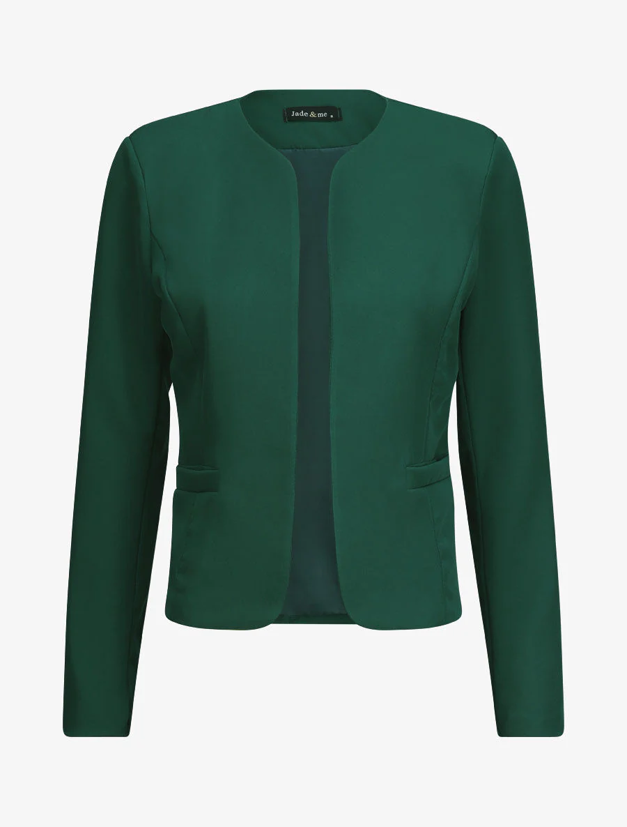 Rechte eenkleurige blazer - Dennengroen