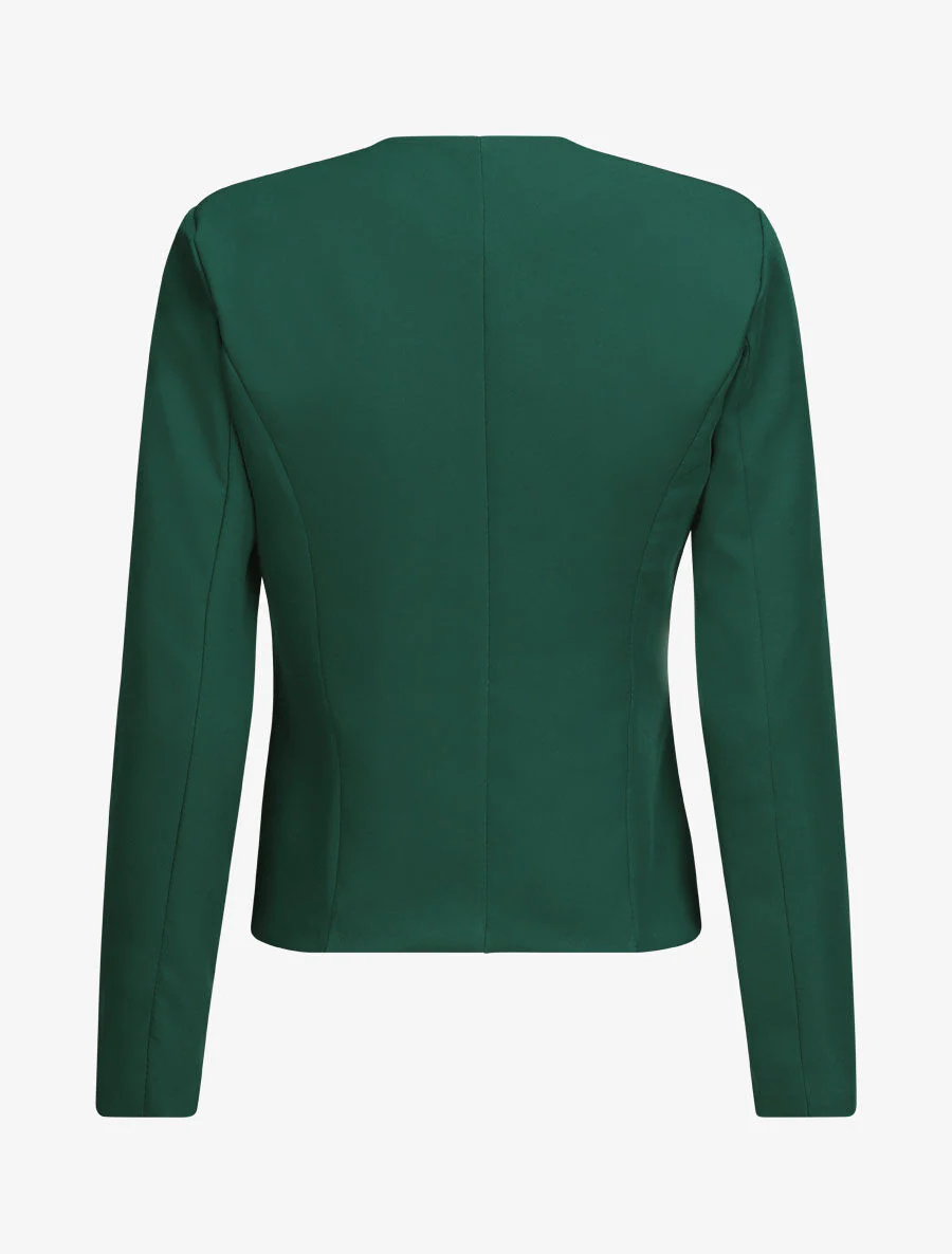 Rechte eenkleurige blazer - Dennengroen - Image 2