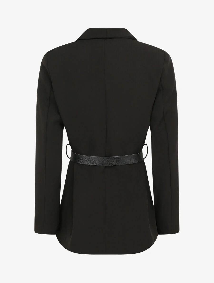 Rechte effen blazer - Zwart - Image 2