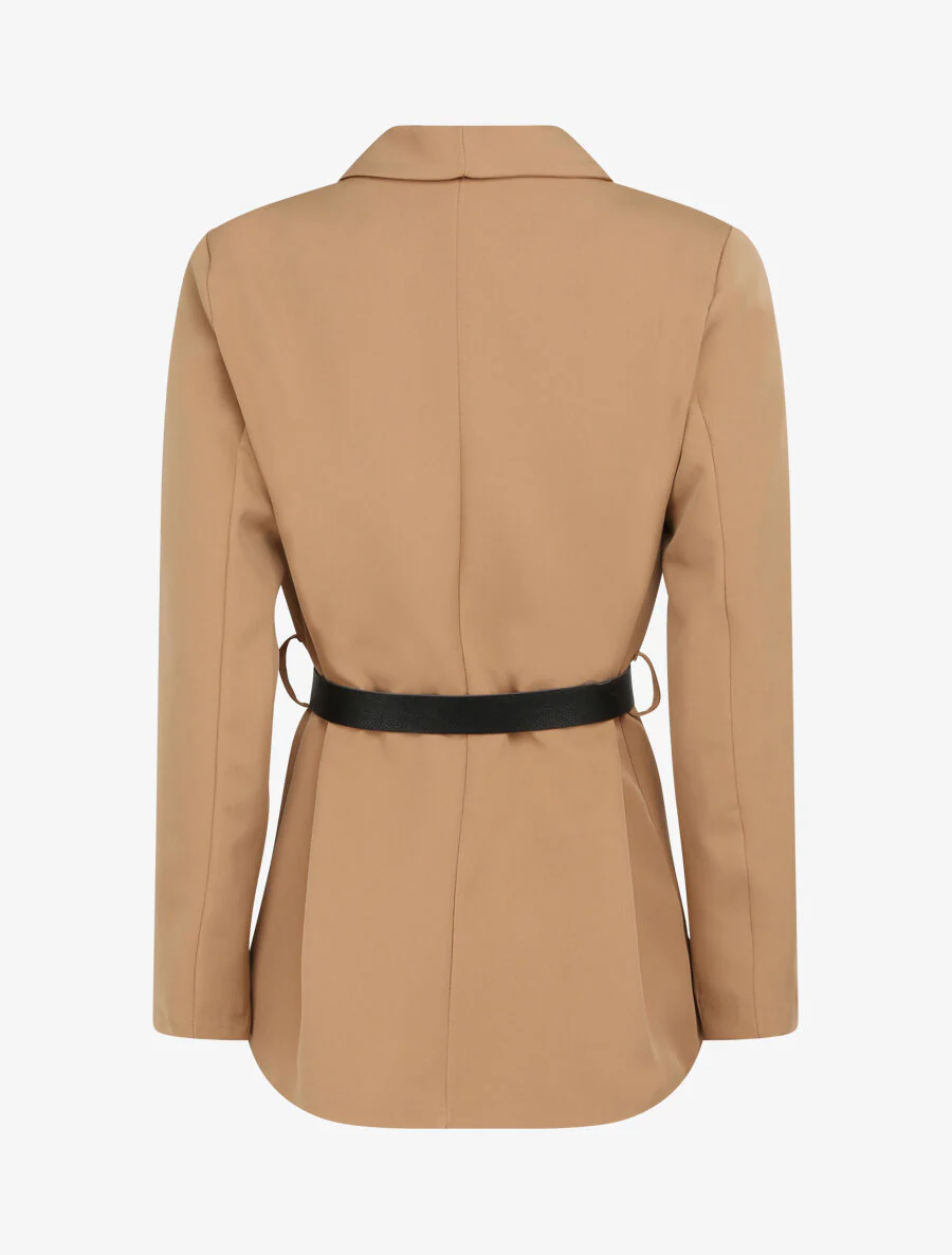 Rechte effen blazer - Beige - Image 2
