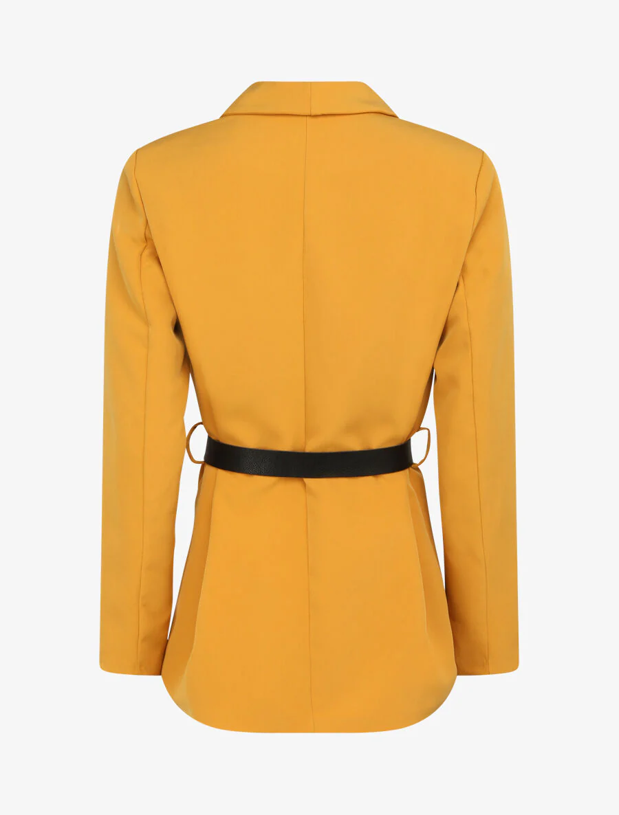 Rechte effen blazer - Mosterdkleurig - Image 2