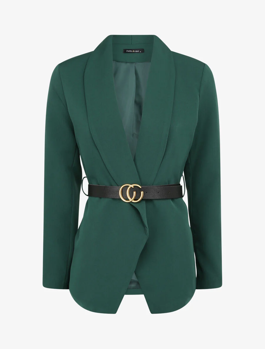 Rechte effen blazer - Smaragdgroen