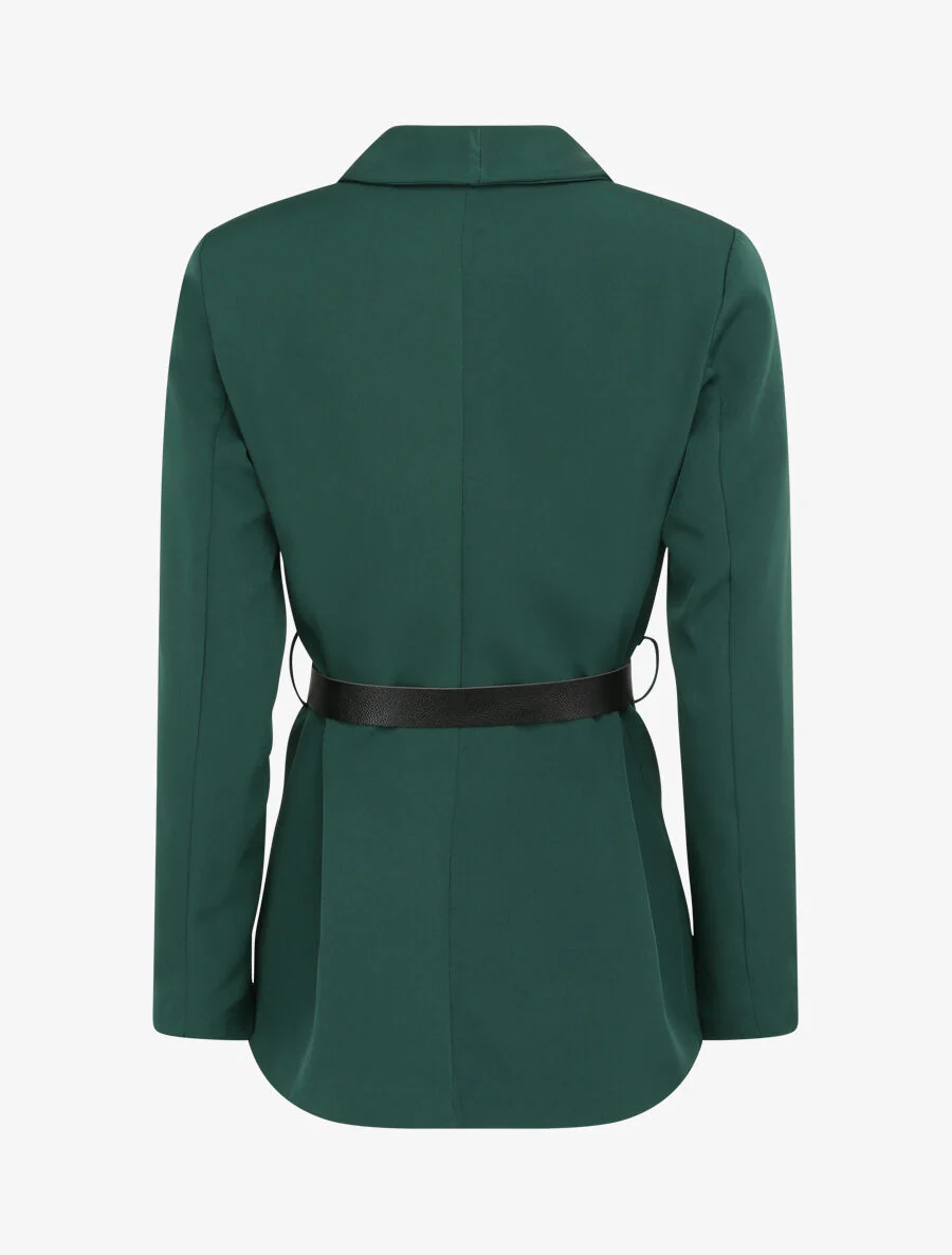 Rechte effen blazer - Smaragdgroen - Image 2